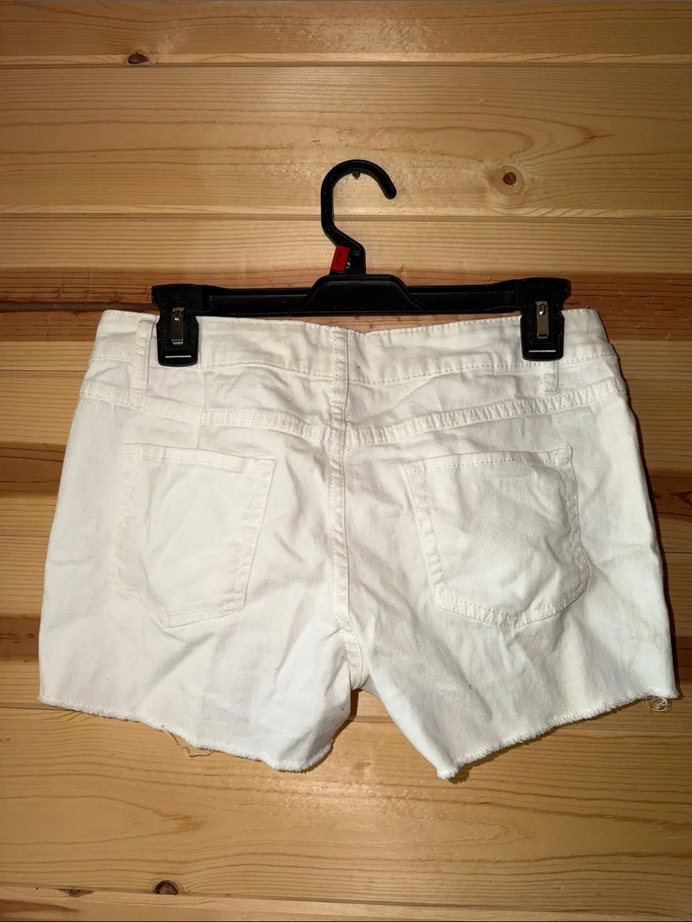 No Boundaries White Denim Short Shorts with Frayed Hem